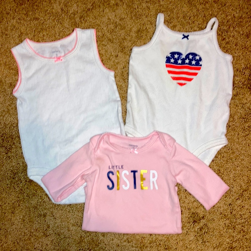 Baby girl’s Onesies from Carter’s 6-9 Months